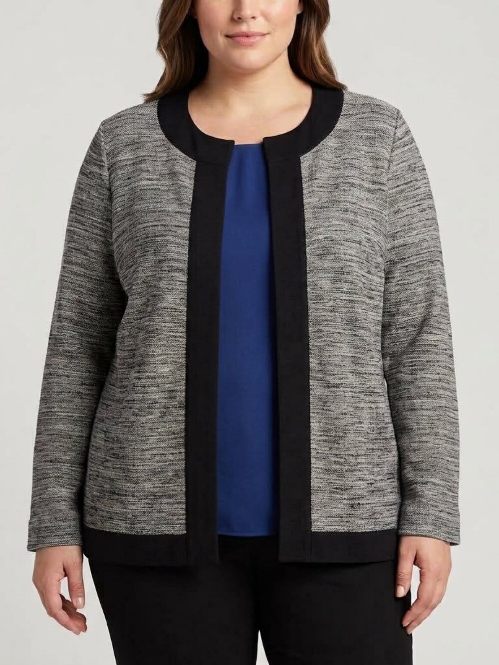 Misook Marled Knit Jacket Womens XL Classic Quiet Luxury Zip Cardigan